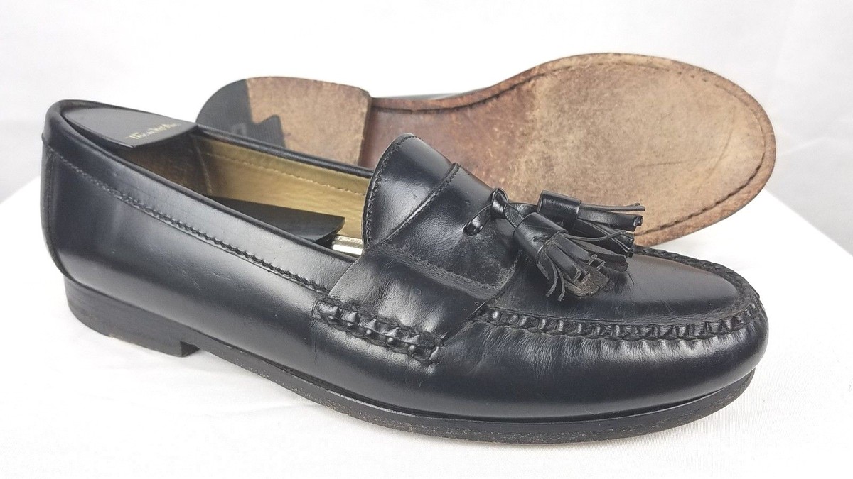 COLE HAAN Mens Tassel Moc Toe Black Leather Loafers Dress 