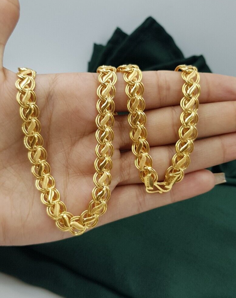 Lotus Chain Necklace 22K Dubai Handmade Both Side Wearable Plain