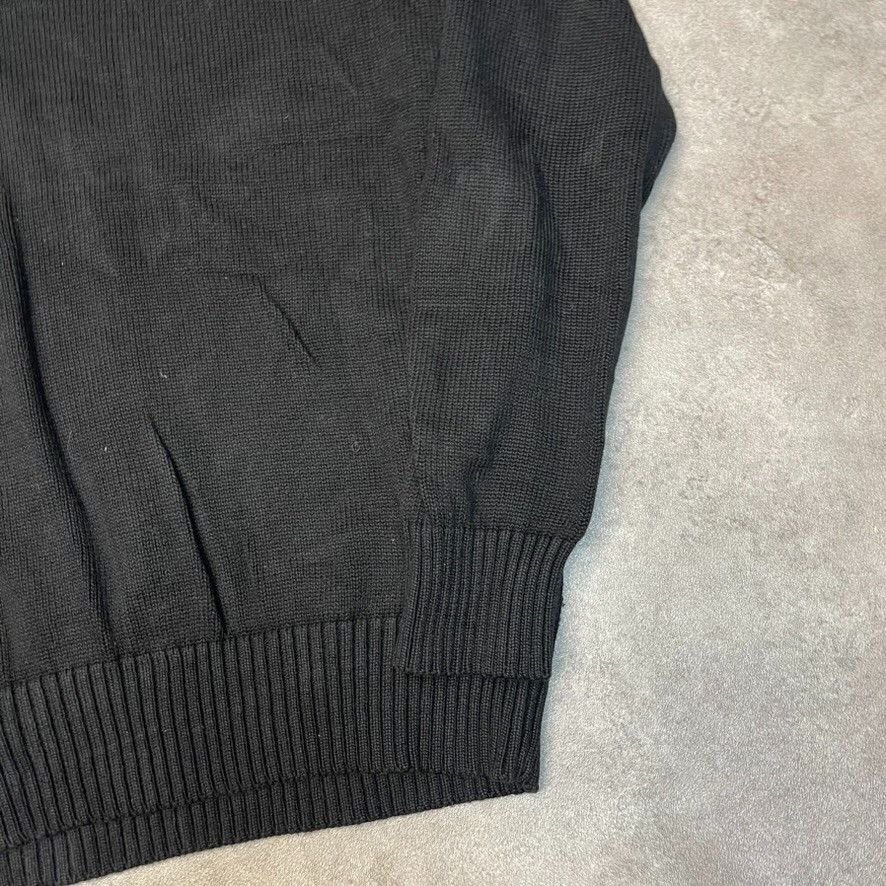 Polo Ralph Lauren Sweatshirt Mens Large Mock Neck Button Up Knit Jumper, Black image 5