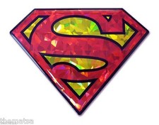 SUPERMAN RED AND YELLOW 3D REFLECTIVE AUTO EMBLEM DECAL STICKER MADE IN USA