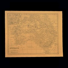 Antique Map of AUSTRALIA Wall Art Old Original Sydney Mountains Sepia Tone