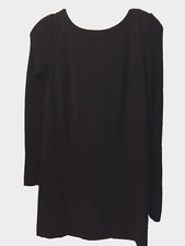 The LOFT Long-Sleeve Black Dress with Back Exposed Gold Zipper - Size 0