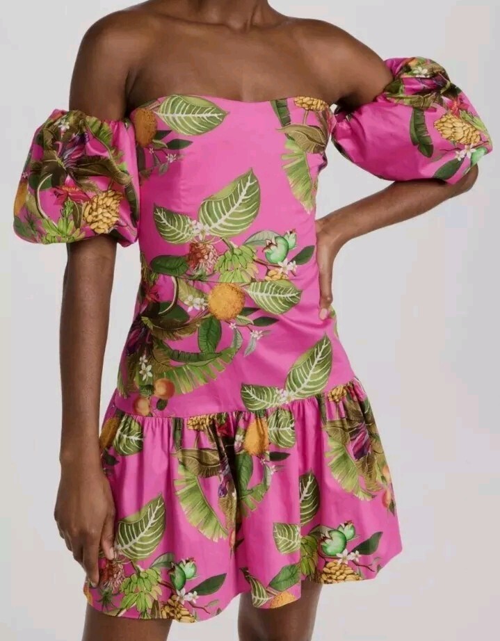 Borgo De Nor Ziggy Cotton Floral Mini Dress uk 12 Calypso Pink