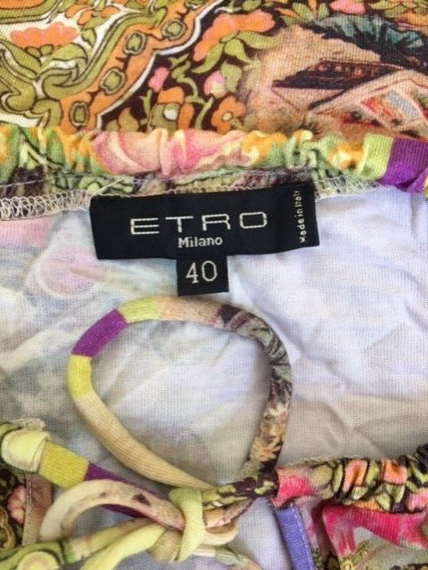 EUC ETRO Romantic Patchwork Print Jersey Tie Neck… - image 6