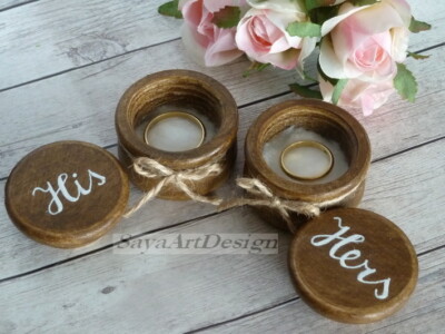 Wedding Ring Box His Hers Wooden Ring Bride and Groom Gift 