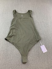 Mangopop High Neck Bodysuit Womens XXL Green Sleeveless Thong Snap Closure Soft