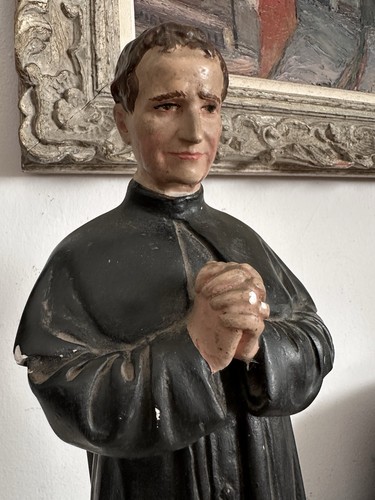 Antica statua di San Giovanni Bosco (Don Bosco) in gesso - 46 cm - Foto 11 di 11