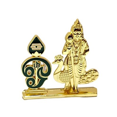 Lord Murugan Statue mit Om Vel für Haus/Auto Armaturenbrett (Metall,...