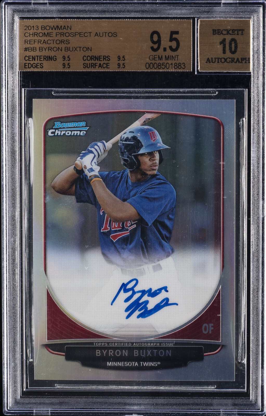 2013 BOWMAN CHROME PROSPECT REFRACTORS #BB BYRON BUXTON 42/500 BGS 9.5 AUTO 10