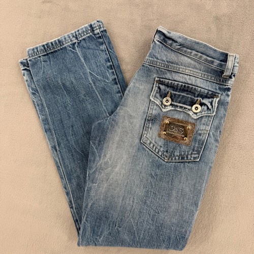 D&G Junior Dolce & Gabbana Blue Straight Leg Jeans Distressed 14-16 Youth Y2K