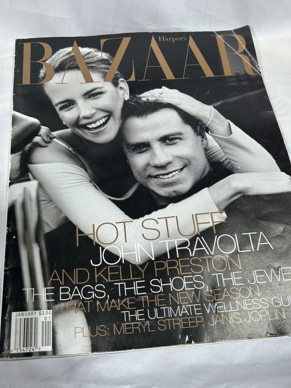 Vintage HARPER'S BAZAAR ~ John Travolta & Kelly Preston  ~ January 1999