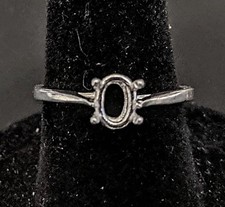 7X5, 10X8 Oval Setting Four Prong Ring Sterling Silver Pre-Notched Size 5, 8
