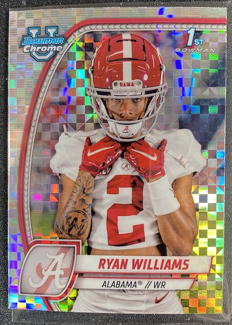 2024 Bowman University Chrome Ryan Williams #53 X-Fractor Checkerboard Alabama