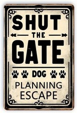 Dog Escape Plan Sign Vintage Aluminum Sign 8x12 Funny Wall Decor