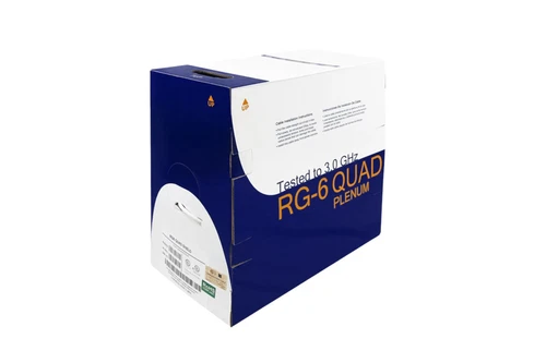1000Ft RG6 Bare Copper CMP (Plenum) Quad Shield Coax Cable White