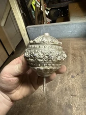 Vintage Furniture Bed Post Ball Pole Finial Topper Top Ornate Floral Brass USA