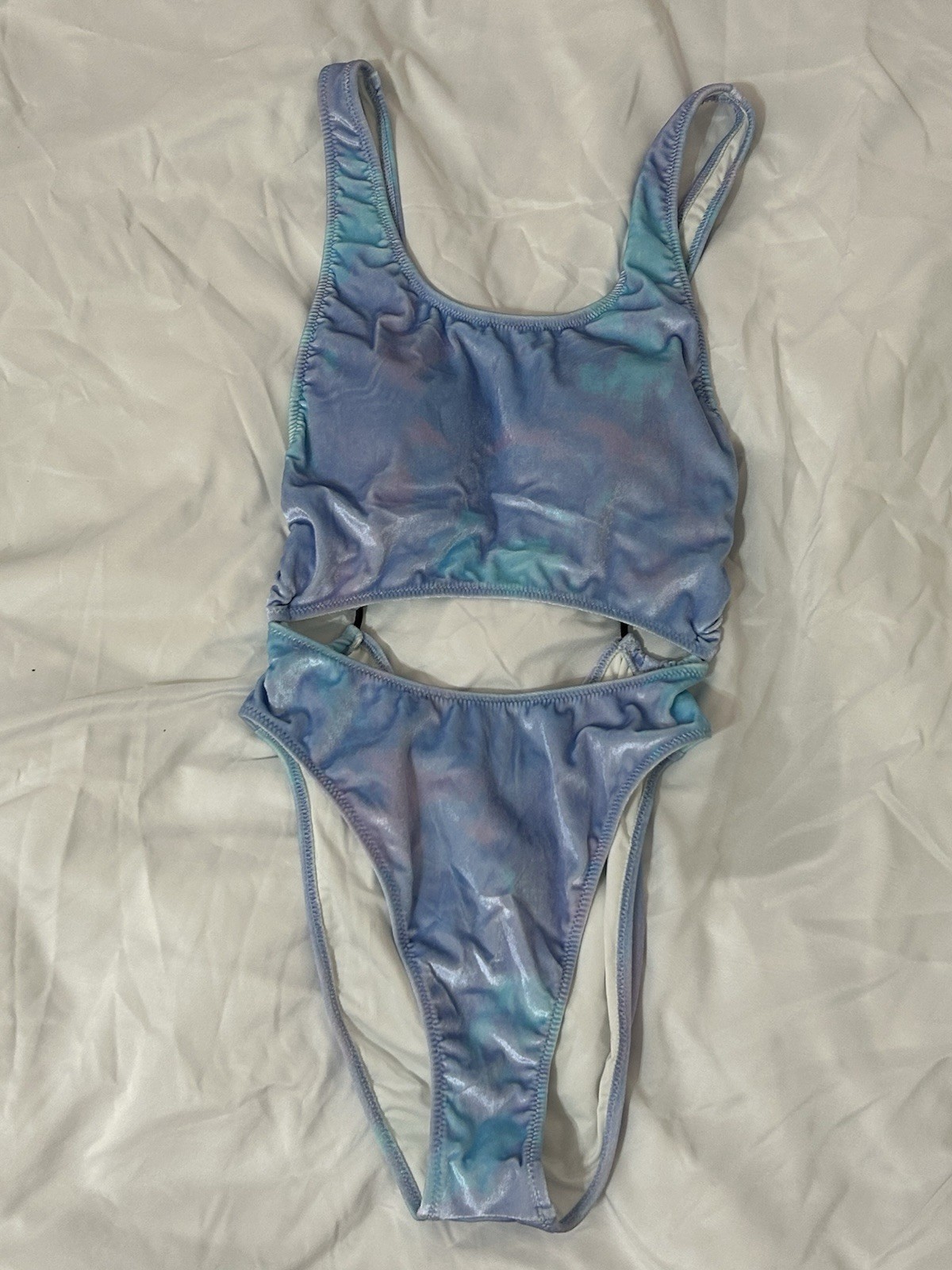 PINK Victoria's Secret Velvet Tie Dye One Piece Swimsuit Blue/Purple S