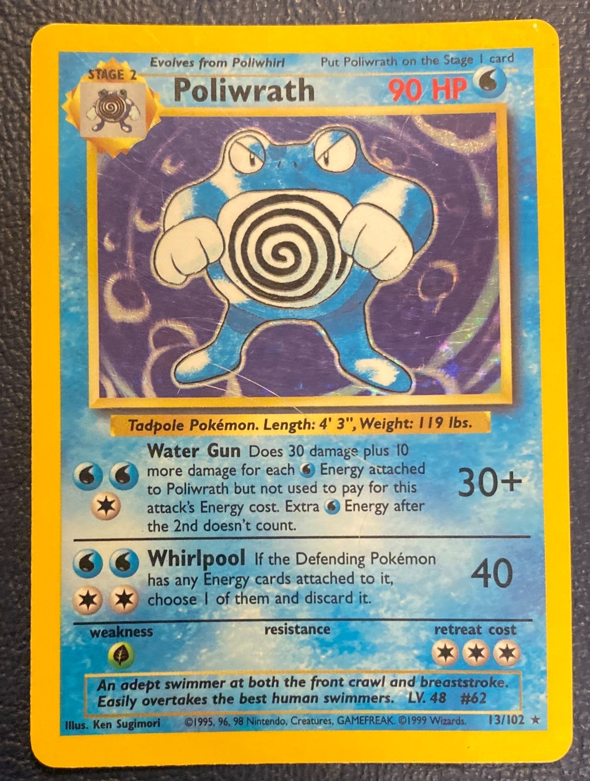 Poliwrath 13/102 Base Set Unlimited (1999) Vintage WOTC Holo Rare - MP 2