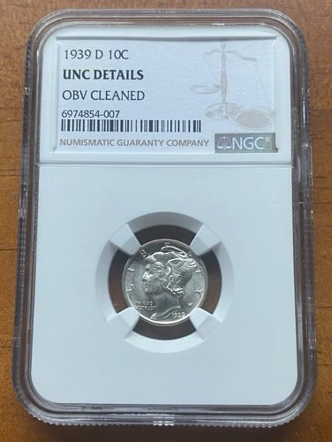 NGC 1939 D MERCURY DIME UNC DETAILS