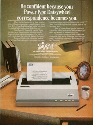 Star Micronics PowerType Daisywheel Printer Vintage Magazine Ad 1980s