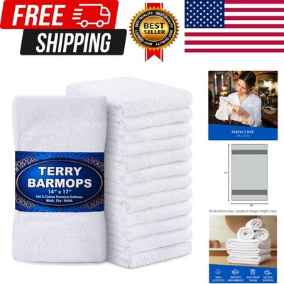 Terry Bar Mops 14'' x 17'' 12 Pack - Cotton Bar Towels, Kitchen Towels, Cleanin...
