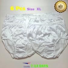 6 Pack Vintage Silky Nylon Underwear Size XL Full Coverage Briefs Panties Linger
