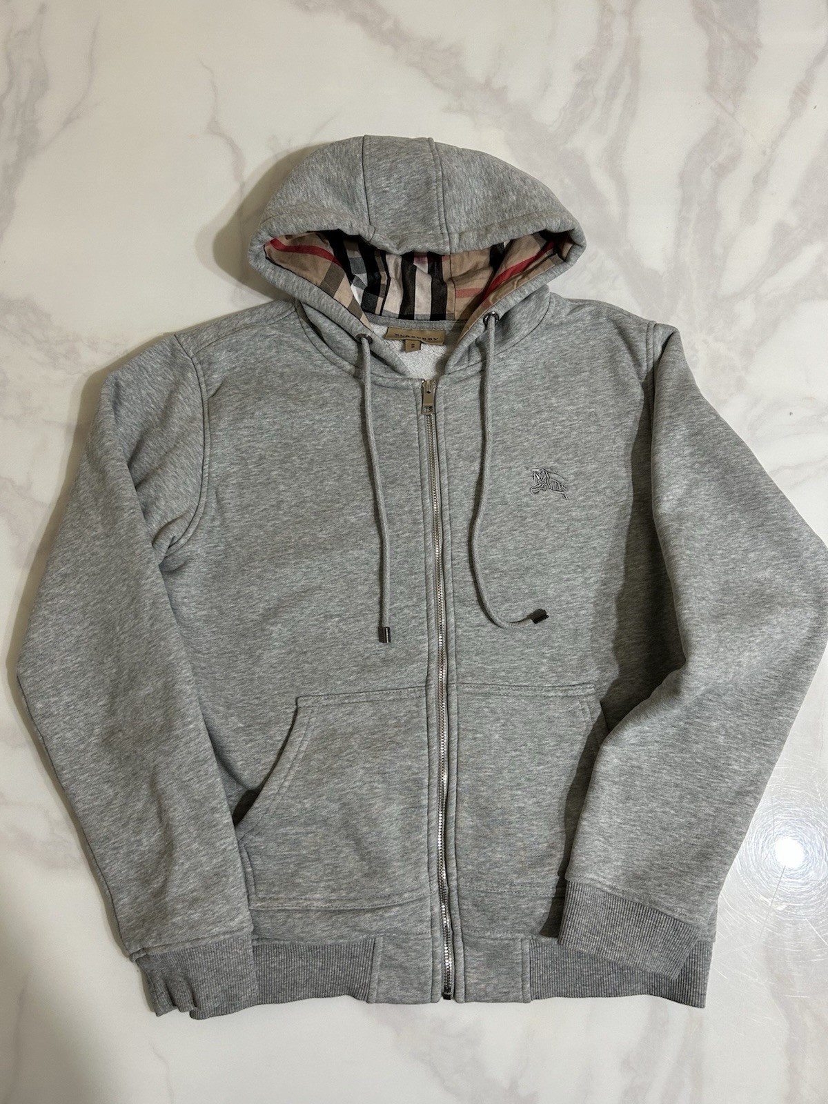 Grey Burbbery Zip Up Hoodie