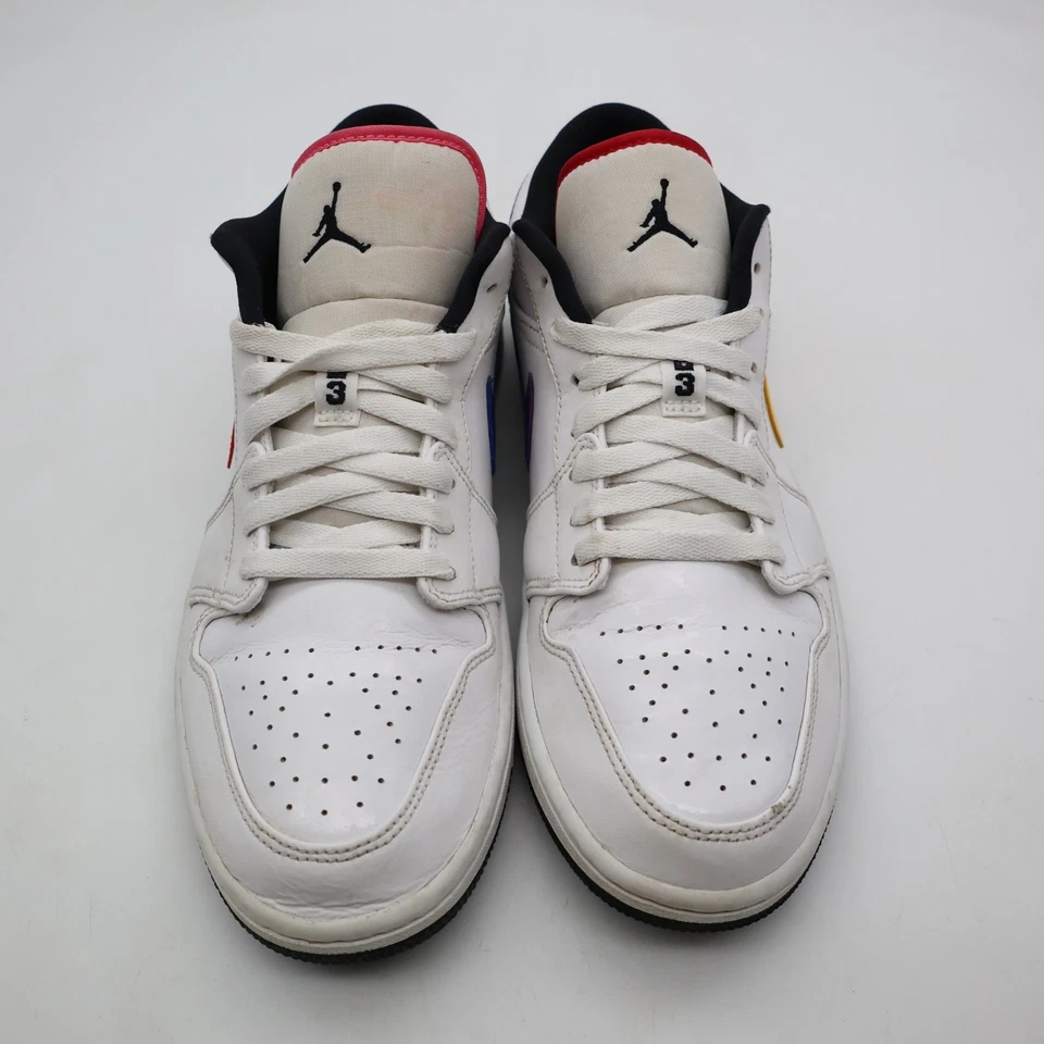 Nike Air Jordan 1 Zapatillas bajas para hombre 10,5 'Swoosh multicolor' blancas CW7009-100 Foto 2 de 4