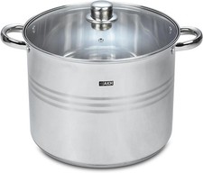 Large 14 Litre 12"/9" Stainless Steel Cooking Pan, Stockpot Stewing Pan