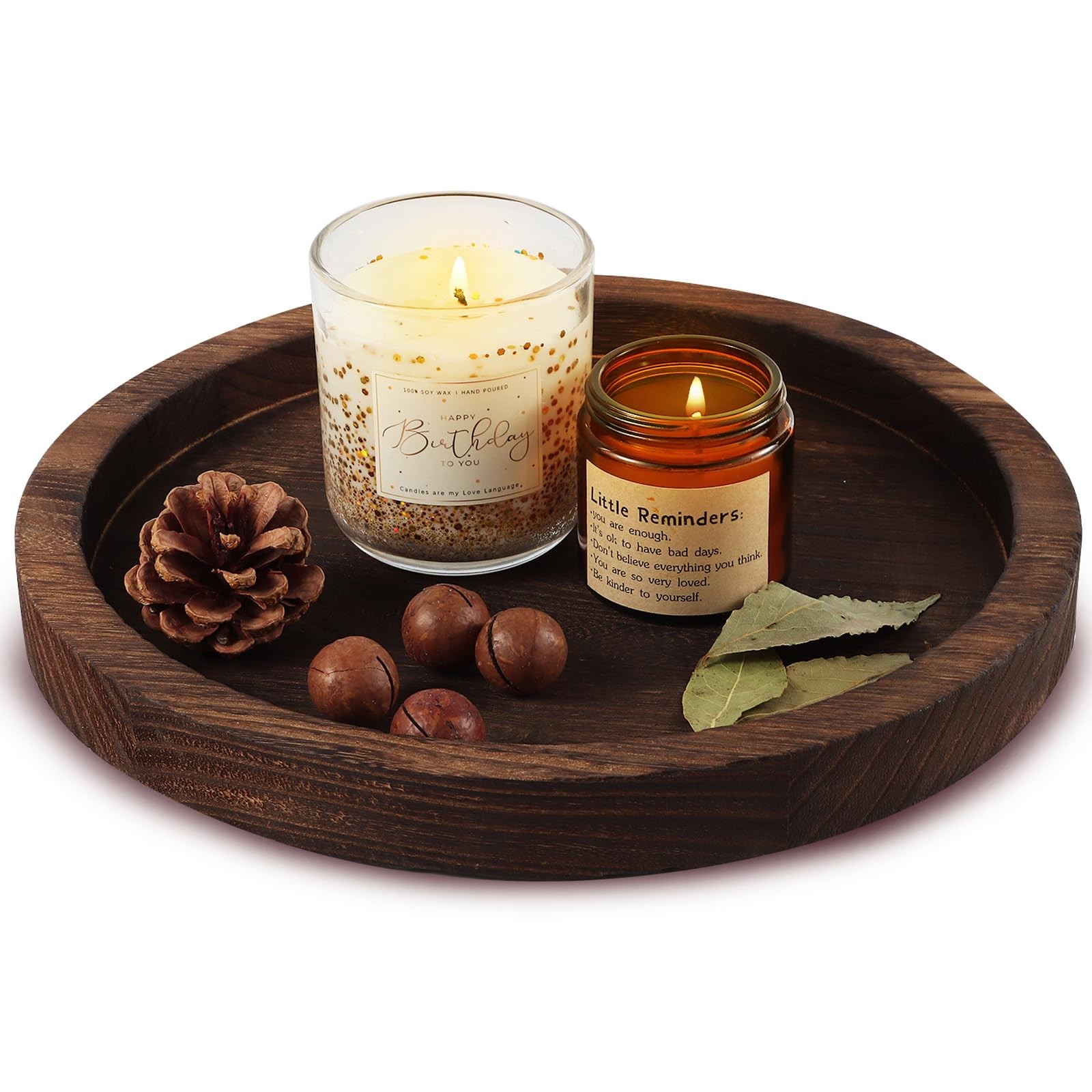 Round Wood Home Decor Centerpieces Plates
