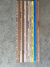 Vintage Lot of 12 Wooden Advertising Yard Sticks Rulers , Very Old F