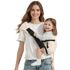 Adjustable Toddler Sling Carrier 840 lbs Lightweight Hip Carrier Beige Mesh
