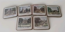 VTG Set 6 Pimpernel Williamsburg Acrylic Cork Place Mats Gold Edges Coasters/box