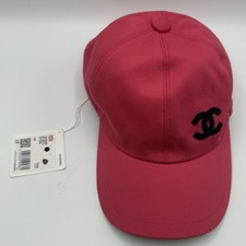 NEW Chanel 24C Fuschia Pink Black CC Embroidered Logo Cotton Baseball Cap Hat