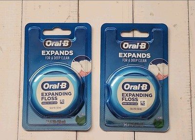 2× Oral-B Expandable Ribbon Dental Floss, Mint, Expands for a Deep Clean, 50m