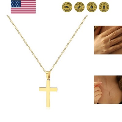 Easter Basket Stuffers - Cross Necklace for Women 18K Gold Plated Cross Neckl...