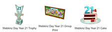 Webkinz Day Year 21 Trophy, Group Print, Cake online items see description