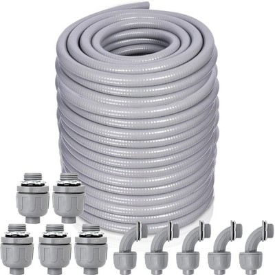 1 Inch 150 FT Non Metallic Liquid-Tight Conduit and Connector Kit - Includes 5 S