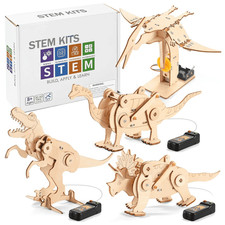Dinosaur STEM Kits for Kids Ages 8-10-12, 4 in 1 Wood Building Toys for Boys Age