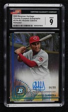2022 Bowman Heritage Refractor 94/99 Ricardo Cabrera CGC 9 Mint Auto 0o48