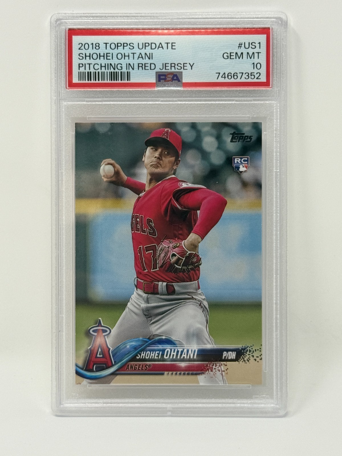 2018 Topps ud #US1 Shohei Ohtani RC Rookie Pitching Red Jersey PSA 10 GEM MINT