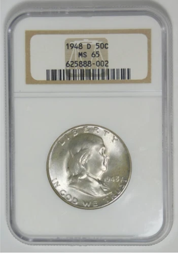 1948-D Franklin Silver Half Dollar Nice Grade! NGC MS-65