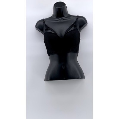 HUNKEMOLLER Women's Black Mesh Strappy Padded Underwire Bra SZ 32D