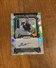 Gavin Williams 2023 Panini Prizm Potential Penmanship Cracked Ice Auto Guardians