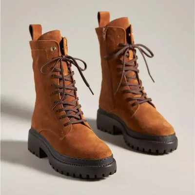 NWT Pilcro Lace-Up Cedar Leather Stompy Boots - 8.5US (39EU)