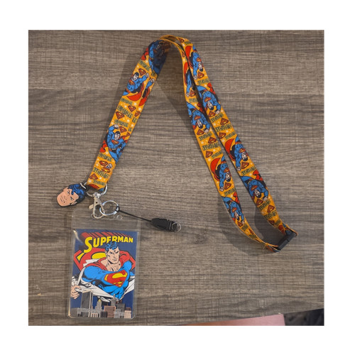DC Comics Superman Lanyard Yellow Blue Red with Screen Cleaner Dangle