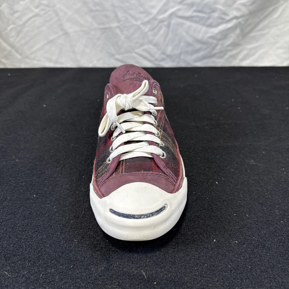 Converse Jack Purcell Sneakers Men's 9.5 Black Maroon Plaid Checkered Canvas Low - Image 3 of 4
