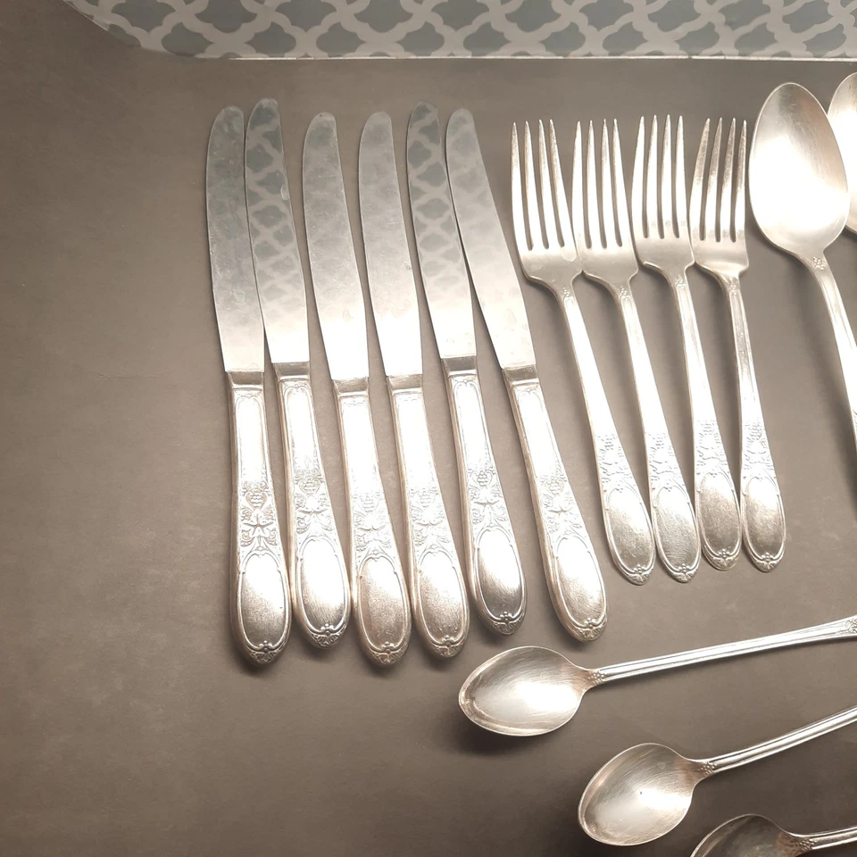 Lote de 25 cubiertos William Rogers IS plateados Borgoña Champagne - LEER Foto 3 de 4