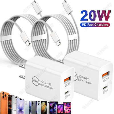 For iPhone 15 16 17Pro Samsung USB C Fast Charger 20W Type C Power Adapter Block