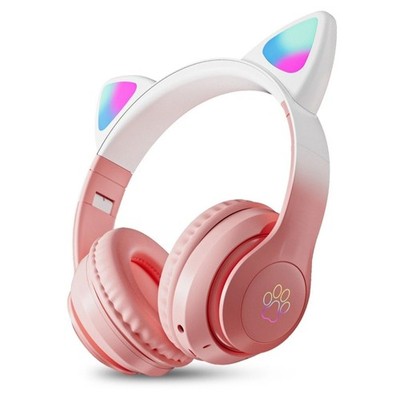 Wireless Over-Ear Headset Cat Ear LED Bluetooth Headphones w/ Mic For Kids Girls